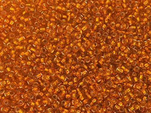 Golden Leaf Czech Glass Seed Beads Orange Color Silver Lined Size:11/0 50 gr / 1.76 oz