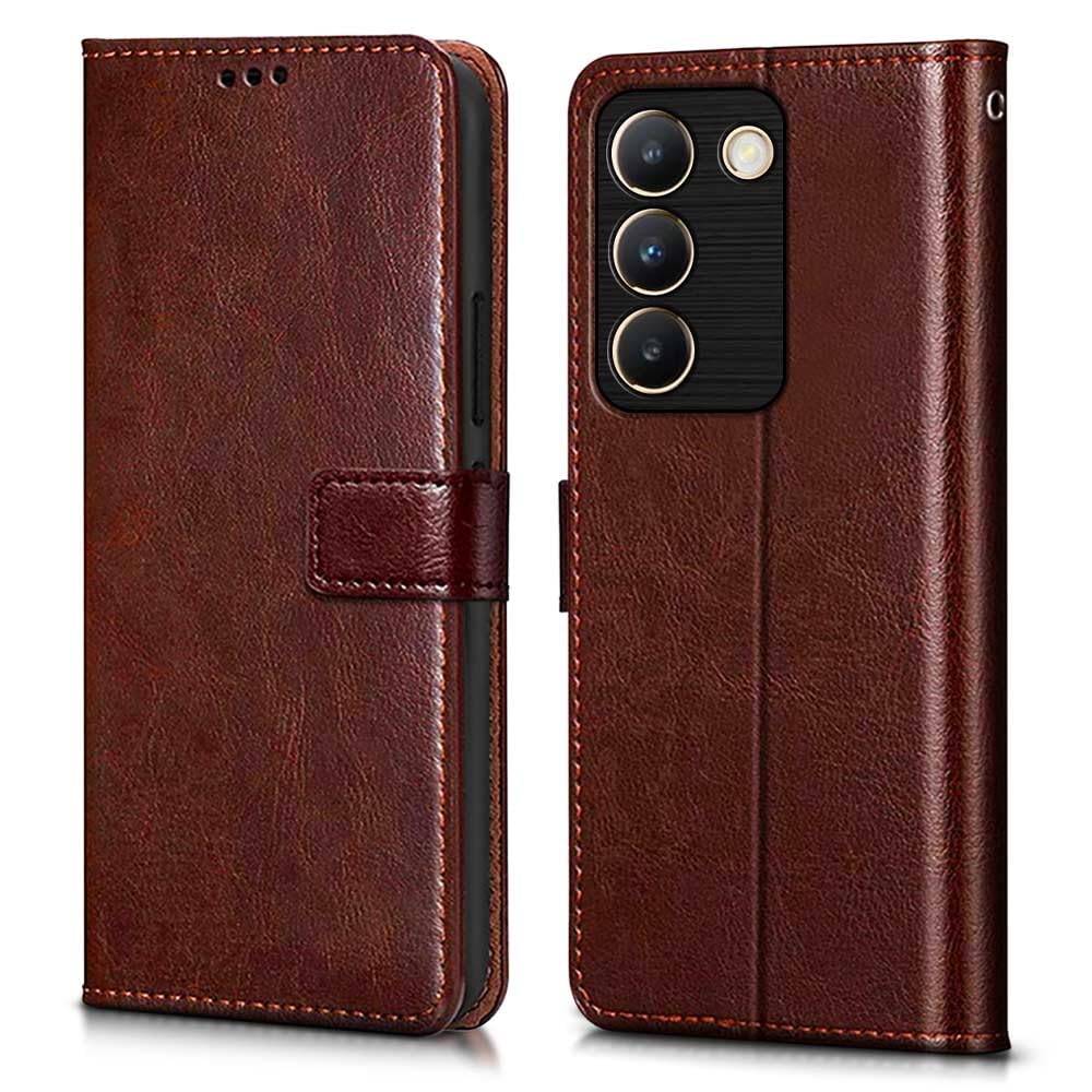 WOW IMAGINE Shock Proof Flip Cover Back Case Cover for Vivo Y200e 5G | Vivo T3 5G (Flexible | Leather Finish | Card Pockets Wallet & Stand | Brown) (B0CWYWWQMQ) Amazon Price History, Amazon Price Tracker