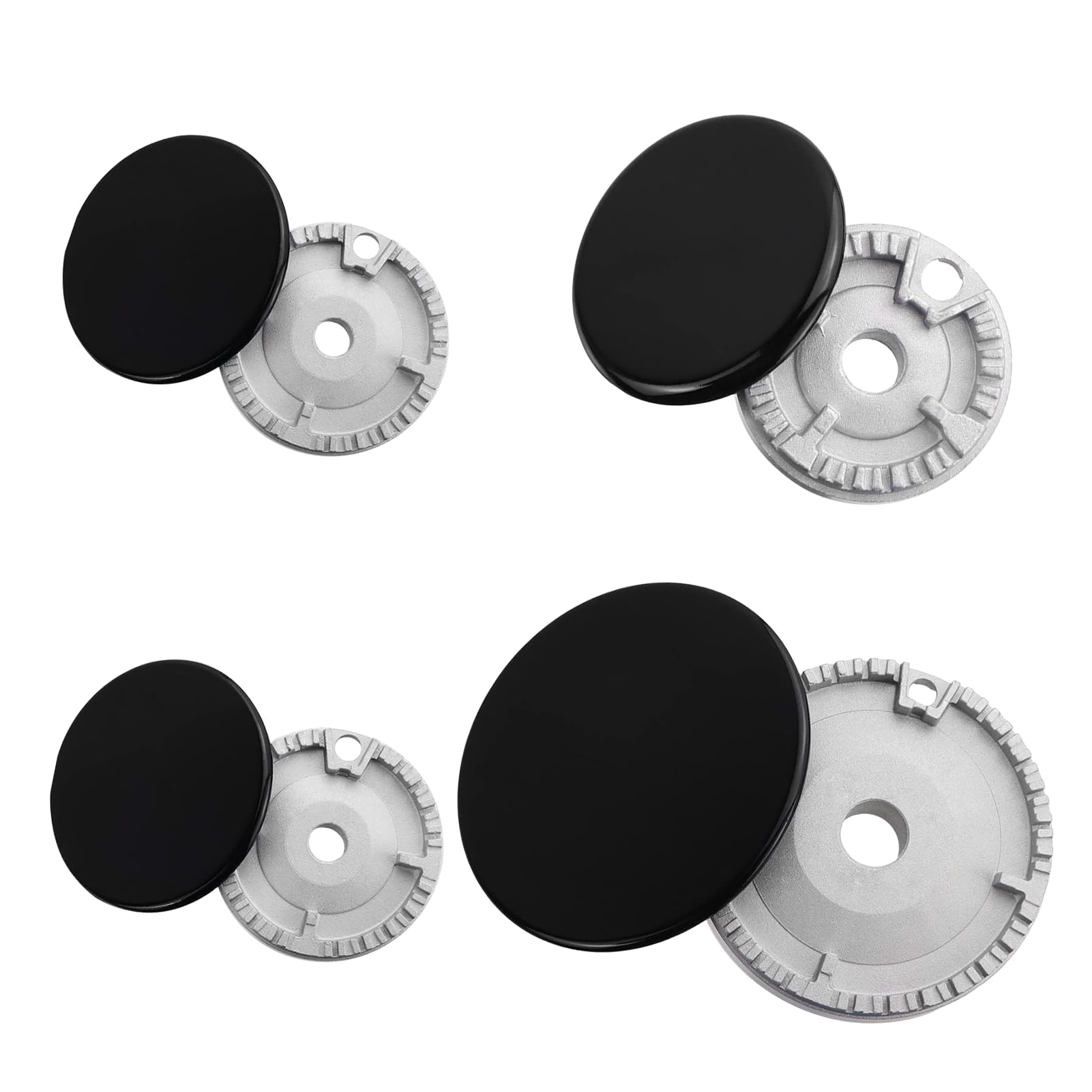 Universal Portable Gas Stove Burner Replacement, Cover Kit for Most Stove Handles Quality Metal Parts, Black 4pc