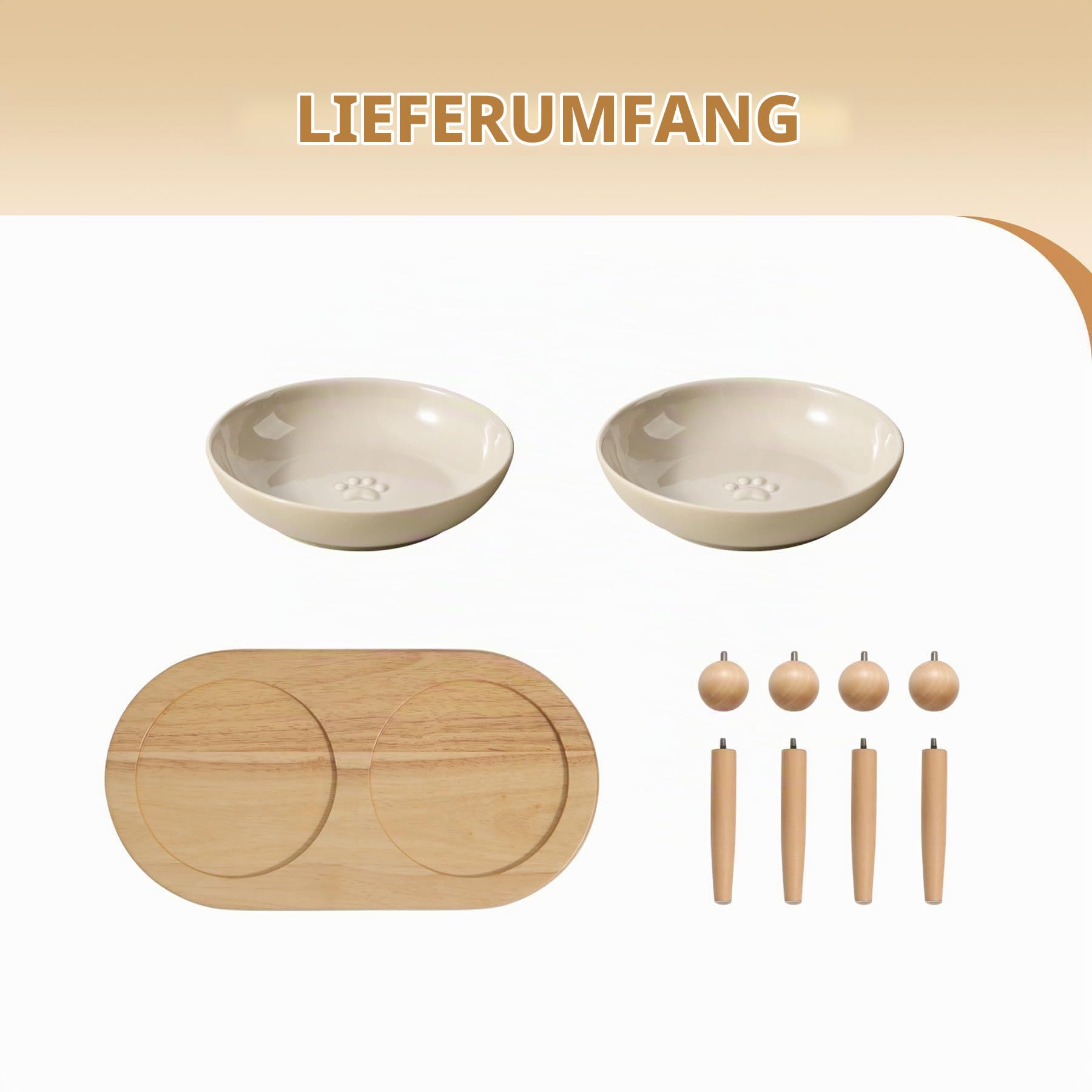 Havniva Katzennäpfe, erhöht, aus Keramik, 14,2 cm, schnurrhaarfreundlich, mit Ständer, Futter- und Wassernapf-Set, 2 Höhen, rutschfest, für Kätzchen