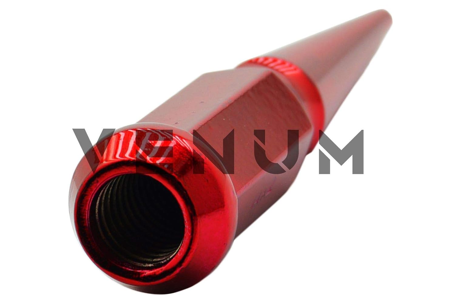 24 Blood Red Spike Steel Lug Nuts Powder Coated Custom Color 4.5 Inches Tall M14x1.5 Thread Pitch Works with Silverado Sierra All Models 6 Lug W/Aftermarket Wheels