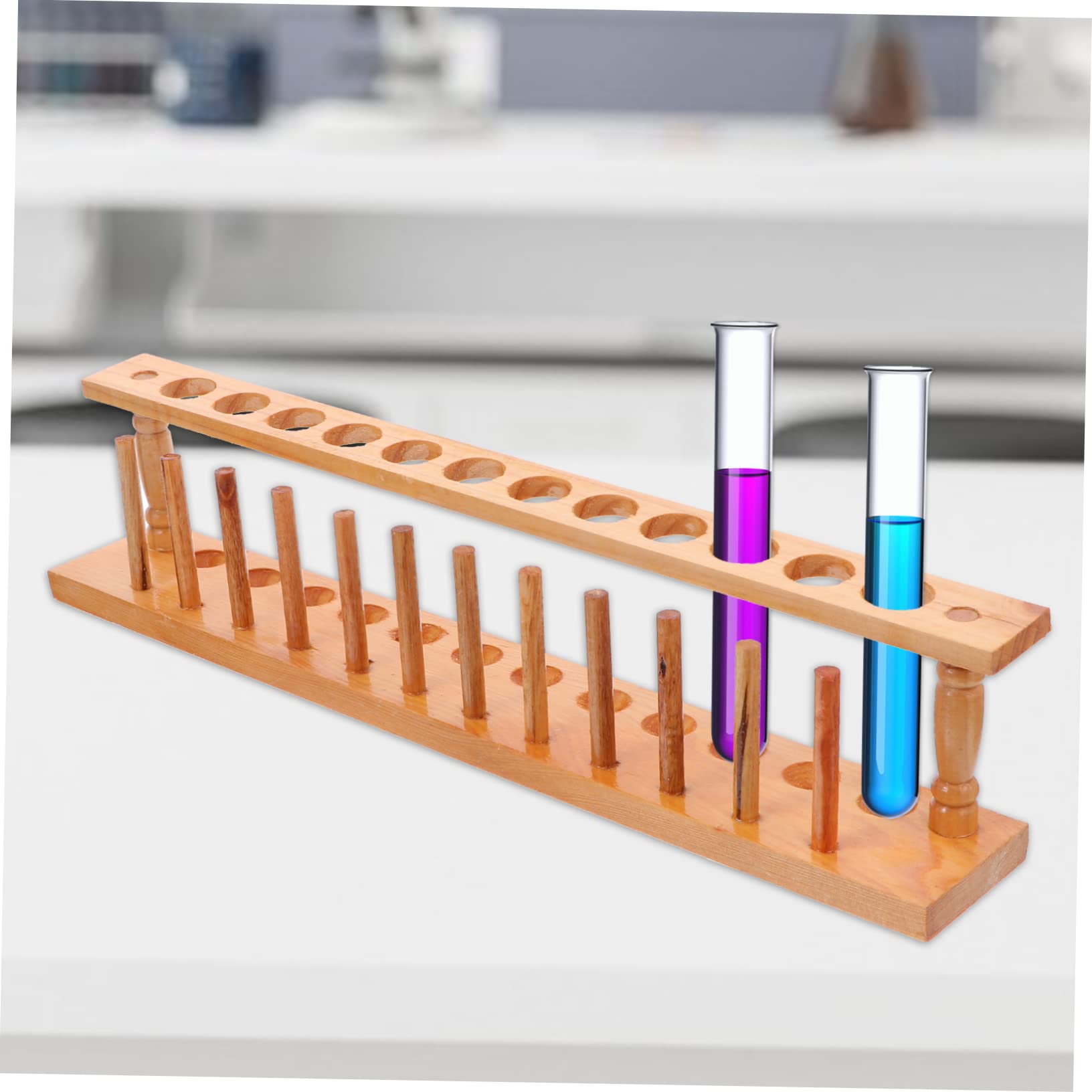 ULTECHNOVO Supporto per Provette in Legno Naturale, Porta Tubi da Laboratorio 12 Fori, Organizzatore Stabile e Riutilizzabile per Uso Scolastico e Scientifico