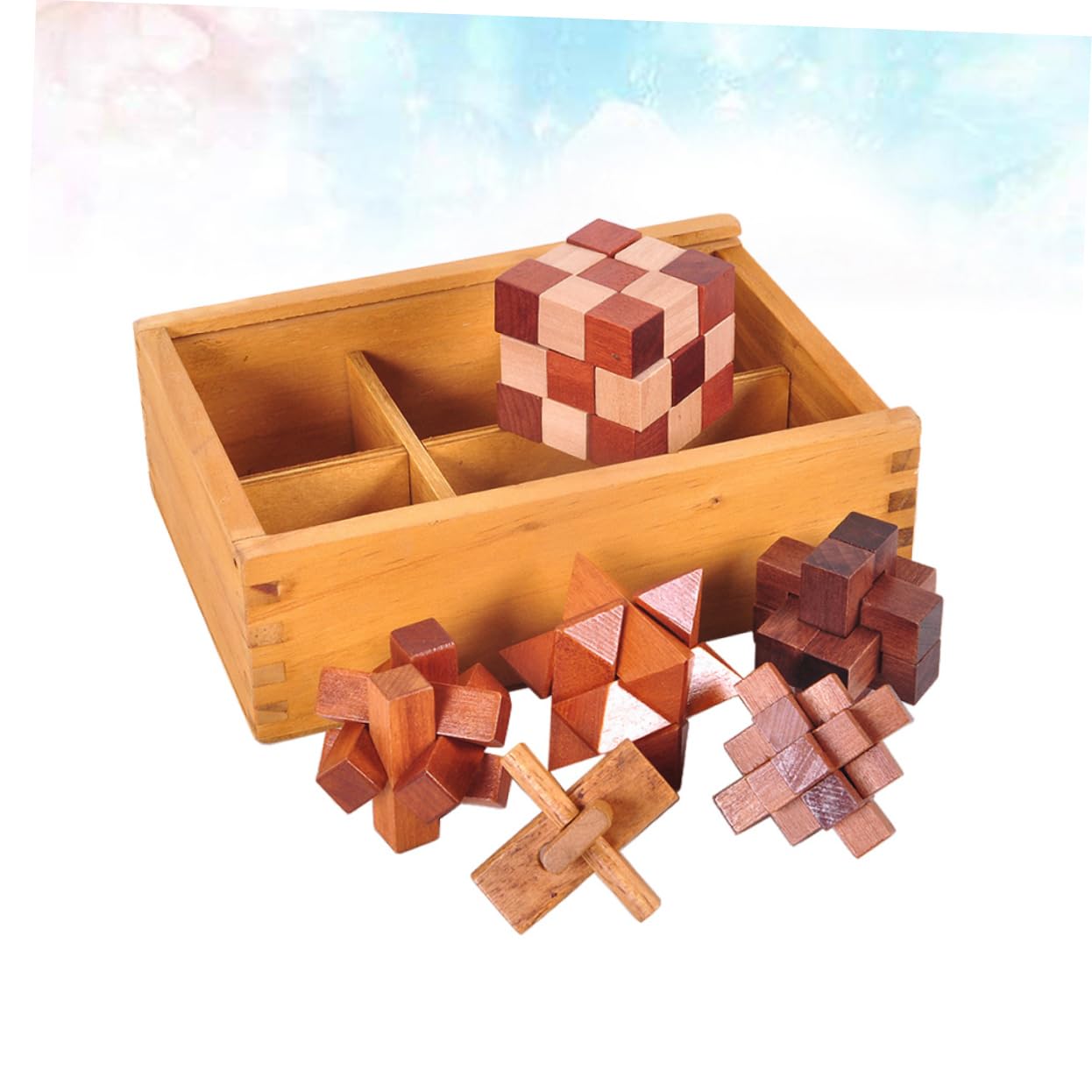 6piezas Puzzle De Madera para Niño Niña Enclavamiento Ming Luban Estimula La Imaginación Coordinación Juguete Educativo para Desarrollar Habilidades Cognitivas