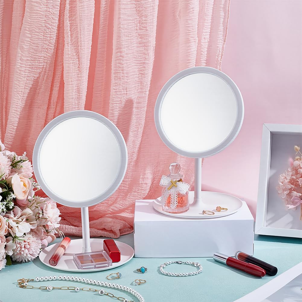 10Pcs Makeup Mirror, Spa Party Mirror Travel Makeup Desk Mirrors with Cosmetic Tray Sleepover Accessories Spa Day Supplies for Slumber Birthday Party Favors Tabletop Bathroom, White