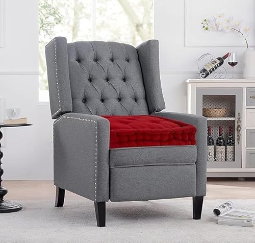 MS LINEN UK Booster Cushion Seat Pad 100% Cotton Filling Cushion Thick Seat Pads Adults Chair Armchair Garden - 45cm x 45cm + 10cm Thickness (Red)