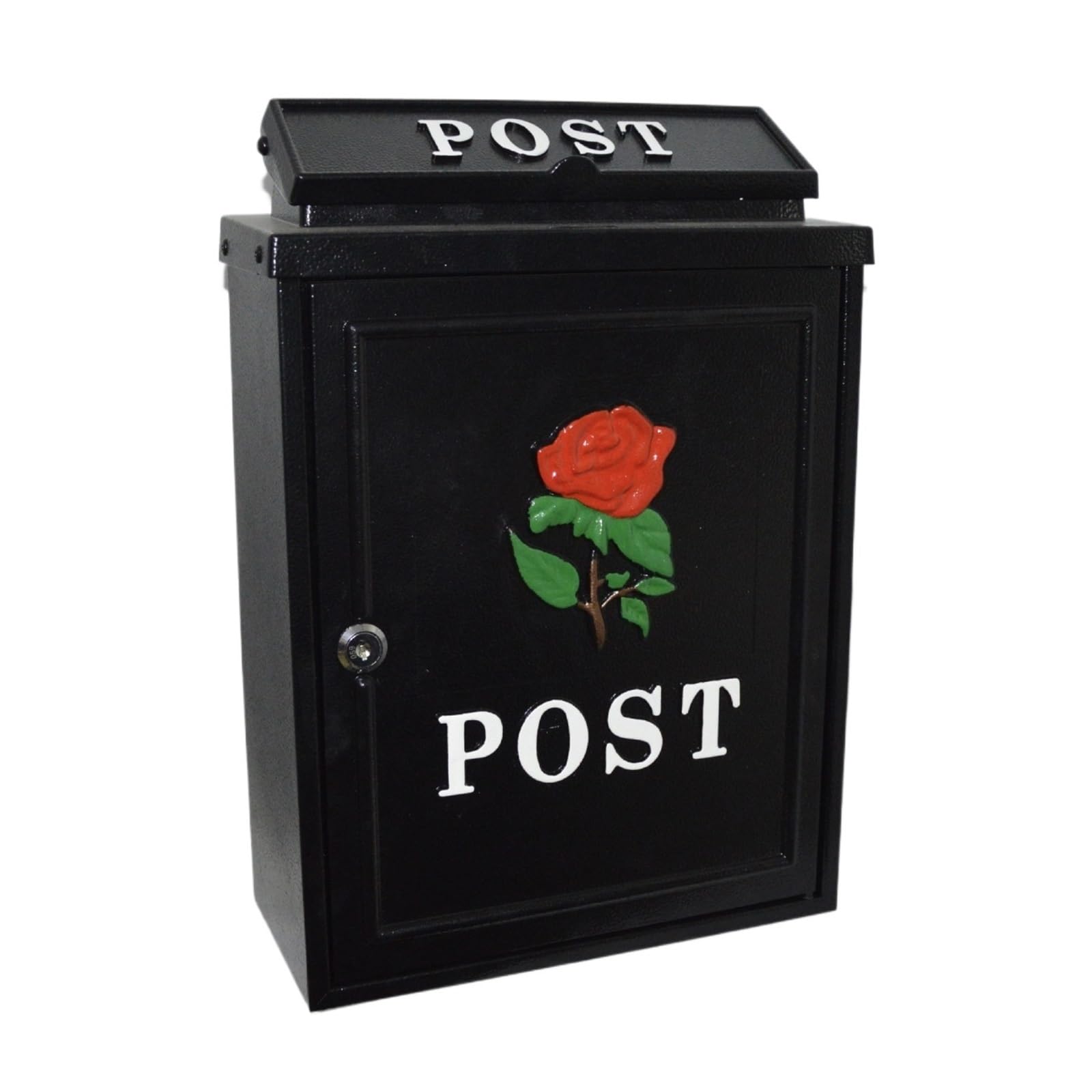 Post Box Villa Letter Box Rain-Proof Old-Fashioned Mailbox Outdoor Creative(Red Rose Spot)