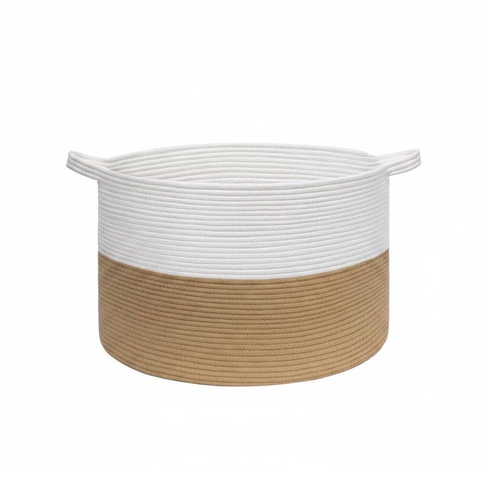Panier rangement tressé pour chambre et salon blanc kaki 55 35