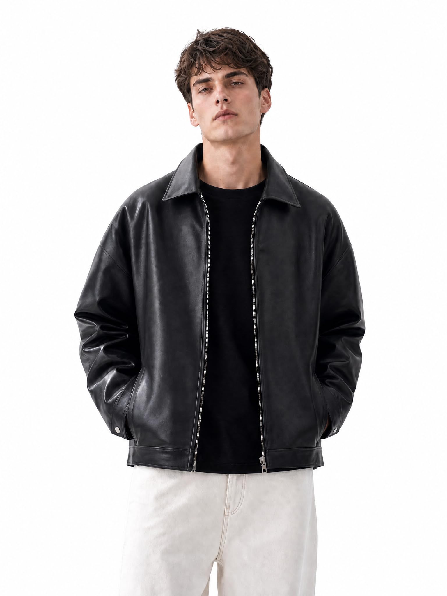 EF Elite Fame OBSIDIAN™ Premium Faux Leather Jacket for Men, Black
