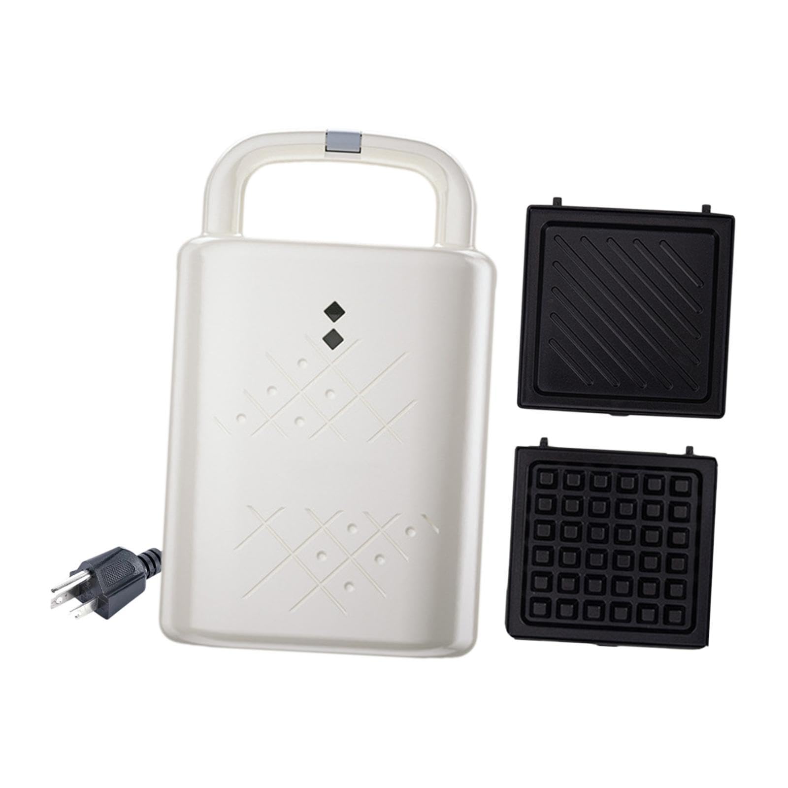 Electric Waffle Maker with 2 Plates Mini Sandwich Maker for Hotel Dorm Rooms White-image-10