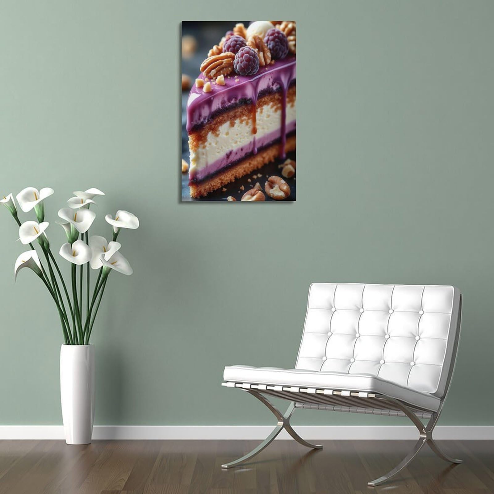 CWLLOG Stampe artistiche da parete su tela, poster artistico da parete, motivo con torta di frutti di bosco, a strati in viola, fragranza dolce, decorazione moderna per soggiorno e camera da letto, 60