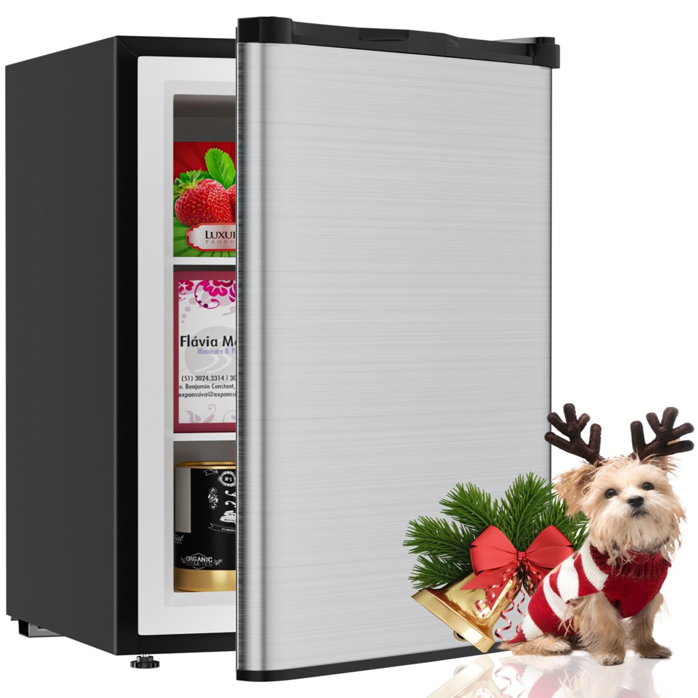 TABU 3.0 Cu Ft Upright Freezer, Mini Freezer with 7 Adjustable Temp,Silver