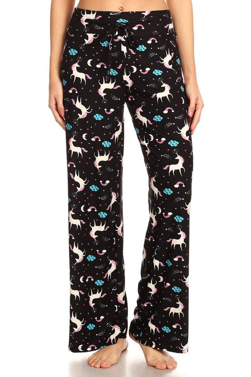 Leggings Depot Women's Wide Leg Drawstring Pajama Pants for Lounge, Sleep
