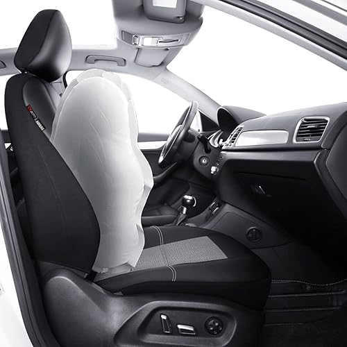 Miniatura 37 de P&J AUTO Funda de cuero y malla para asiento delantero de automóvil, ajuste universal para automóviles, camiones, camionetas y SUV, compatible