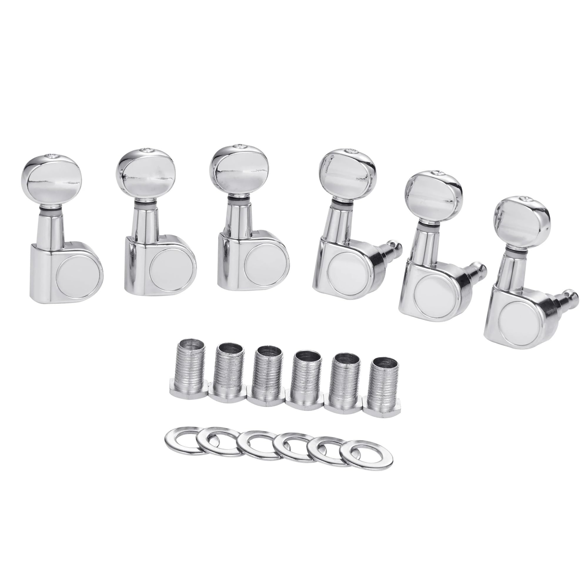 Guitar Tuning Pieces 6 Inline Guitar 2 Pin Tuners Tuning Keys Pegs Machine Heads(Silver,Mini)