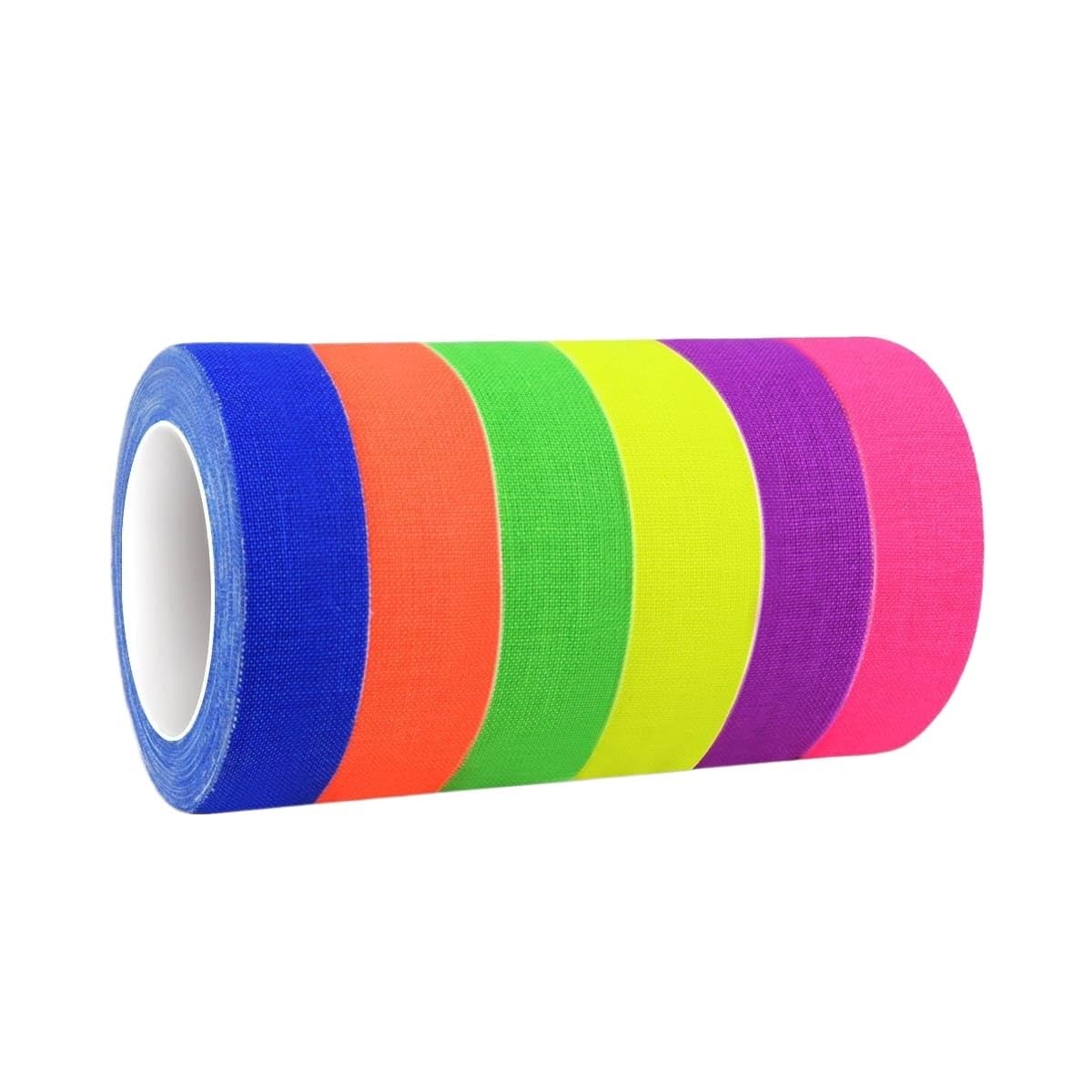 GUTUYEHKEA Reactive Glow Tape 15mm X 5m 6 Rolls Fluorescent Blacklight Party Decor For Neon Events