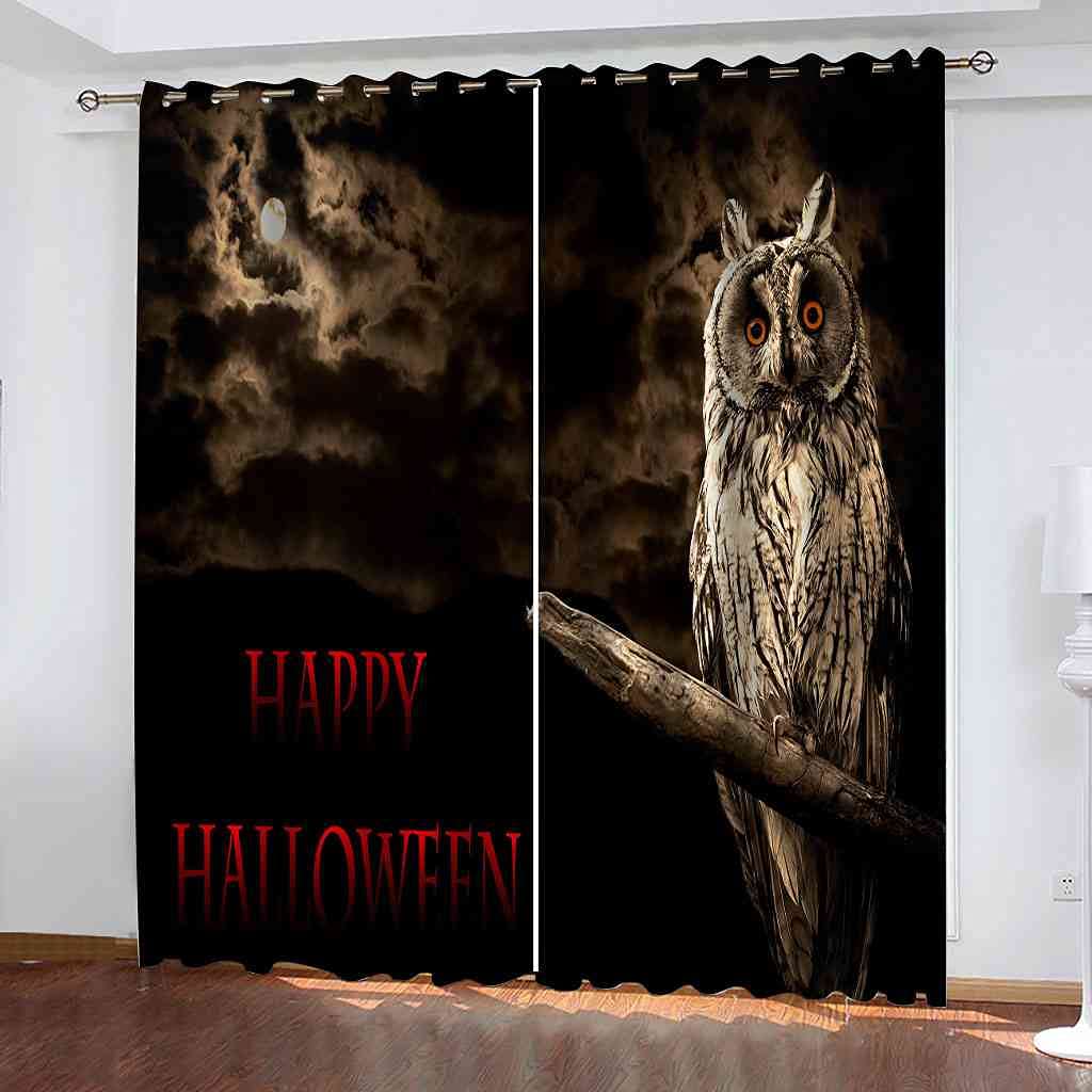 Rideau occultant anti-bruit motif hibou Halloween pour le sommeil des enfants