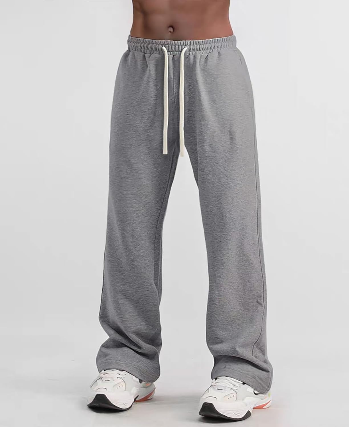 Men's Baggy Sweatpants Straight Leg Pants Loose Fit Wide Leg Pants Comfy Lounge Slacks - Image 5