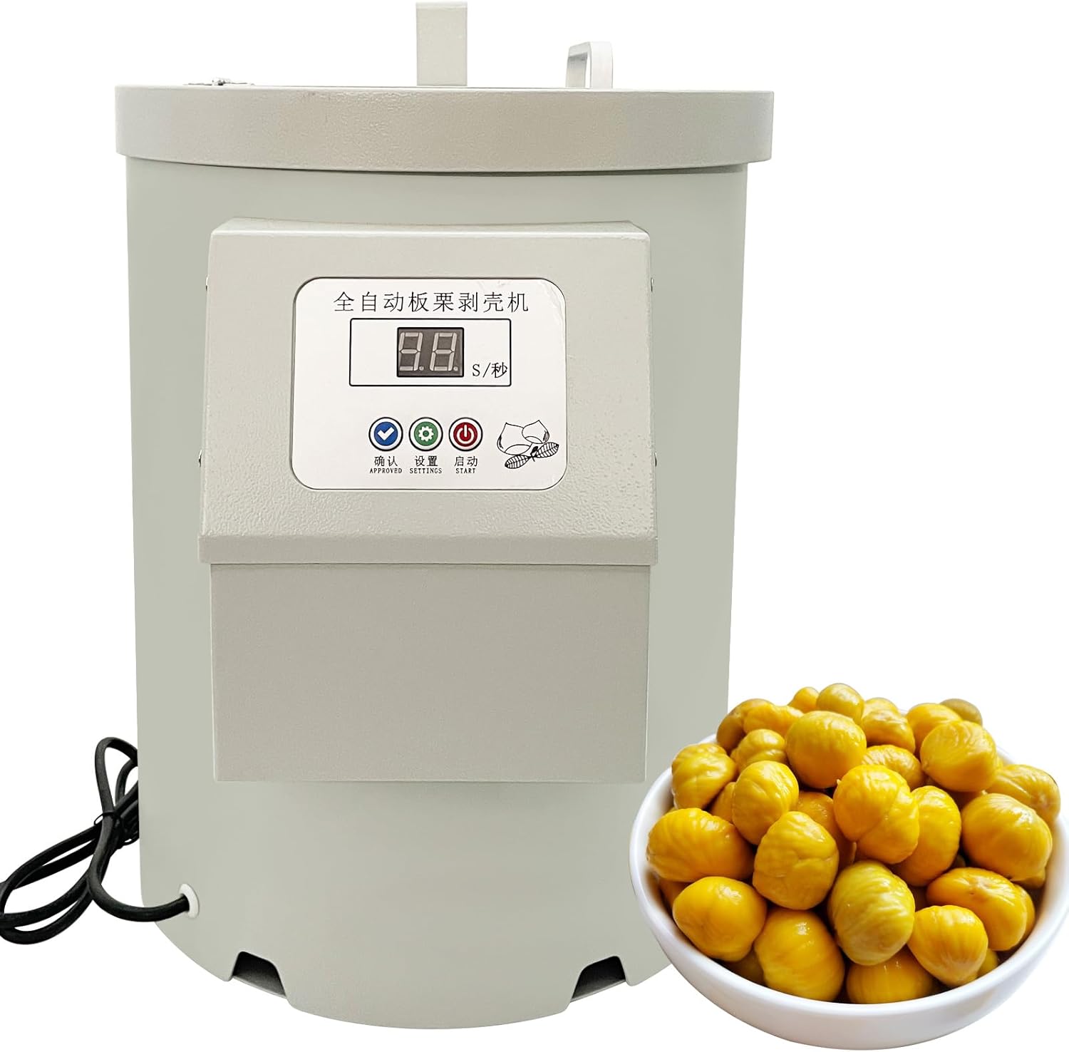 Electric Chestnut Sheller Commercial Intelligent Chestnut Kernel Peeler 580W 220V Automatic Nut Peeling Machine Chestnut Processing Equipment Tool with Alloy Steel Blades