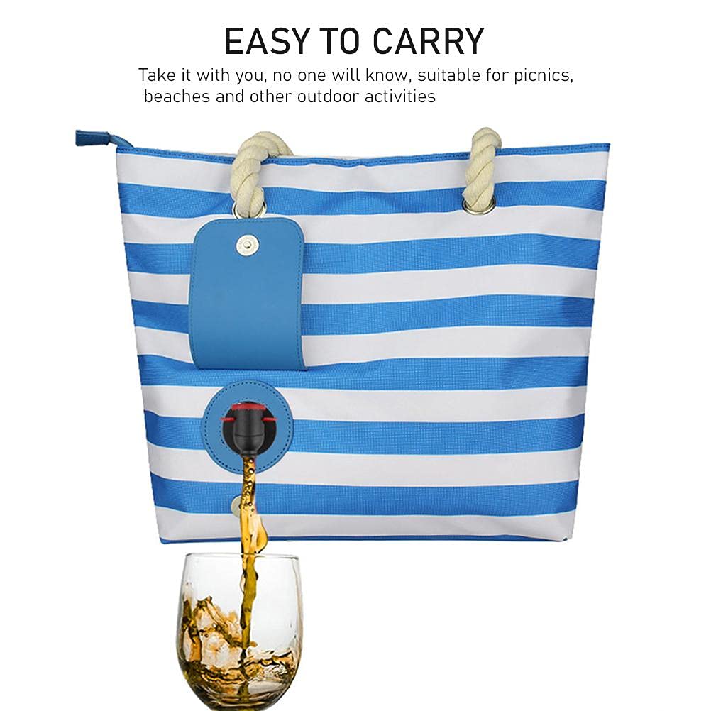 Fourre-Tout à vin de Plage, Sac de Plage Portable avec Sac d'isolation Thermique caché, Sac de Refroidisseur de vin, Cadeau Parfait pour Les Amateurs de vin, dégustation de vin, fête