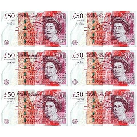 6 x £50 notes edible icing cupcake toppers cake decoration Cover