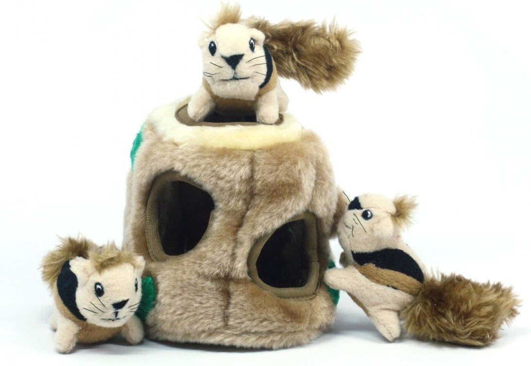 Outward Hound Kyjen Puzzle Plush Hide-a-Squirrel No Box Dog Toy, Large