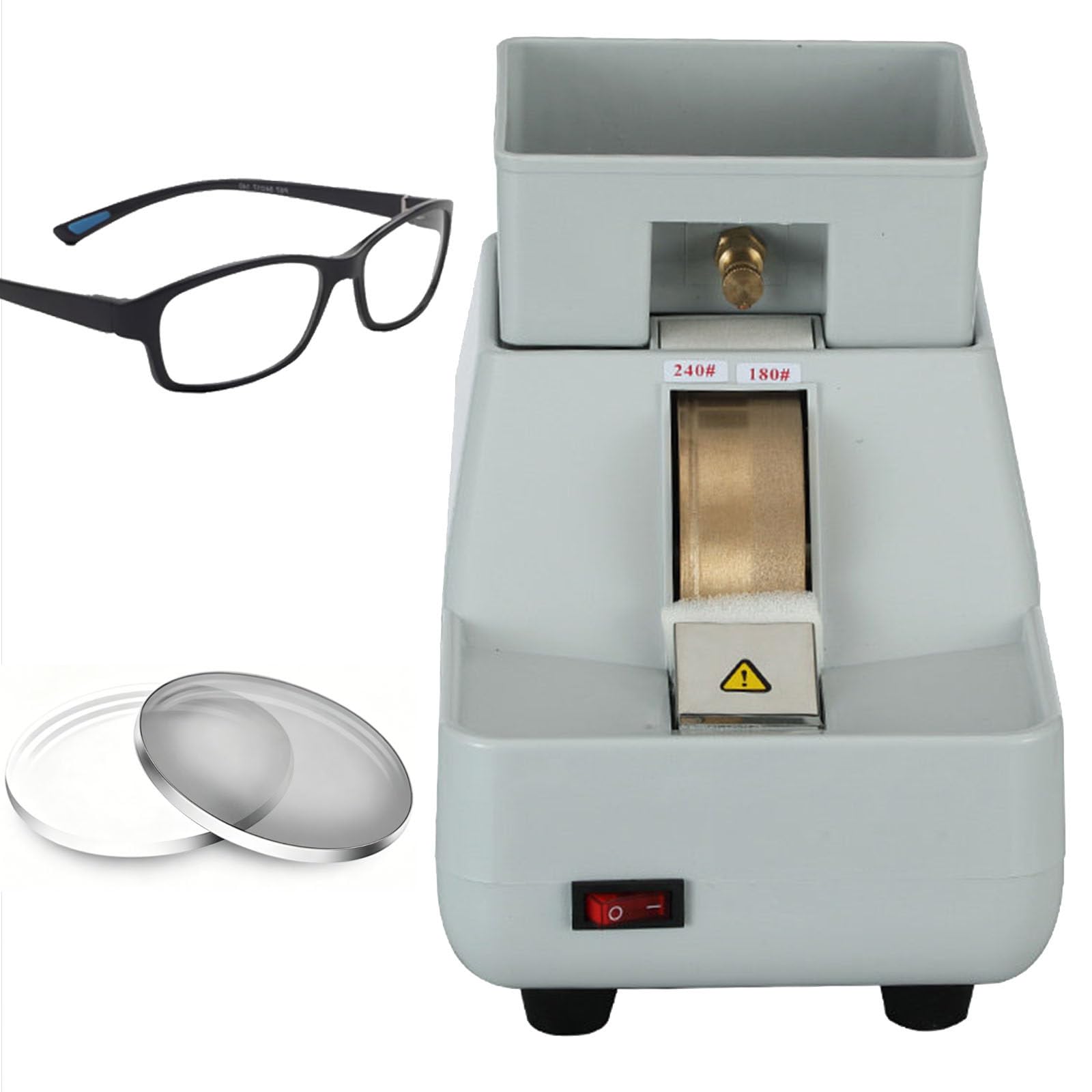 Levigatrice Manuale per Lenti, Molatrice per Occhiali da 35 W | Manuale Lens Edger Lucidatore Rettificatrice a ruota singola Pietra ottica a mano,con Lavello Rimovibile
