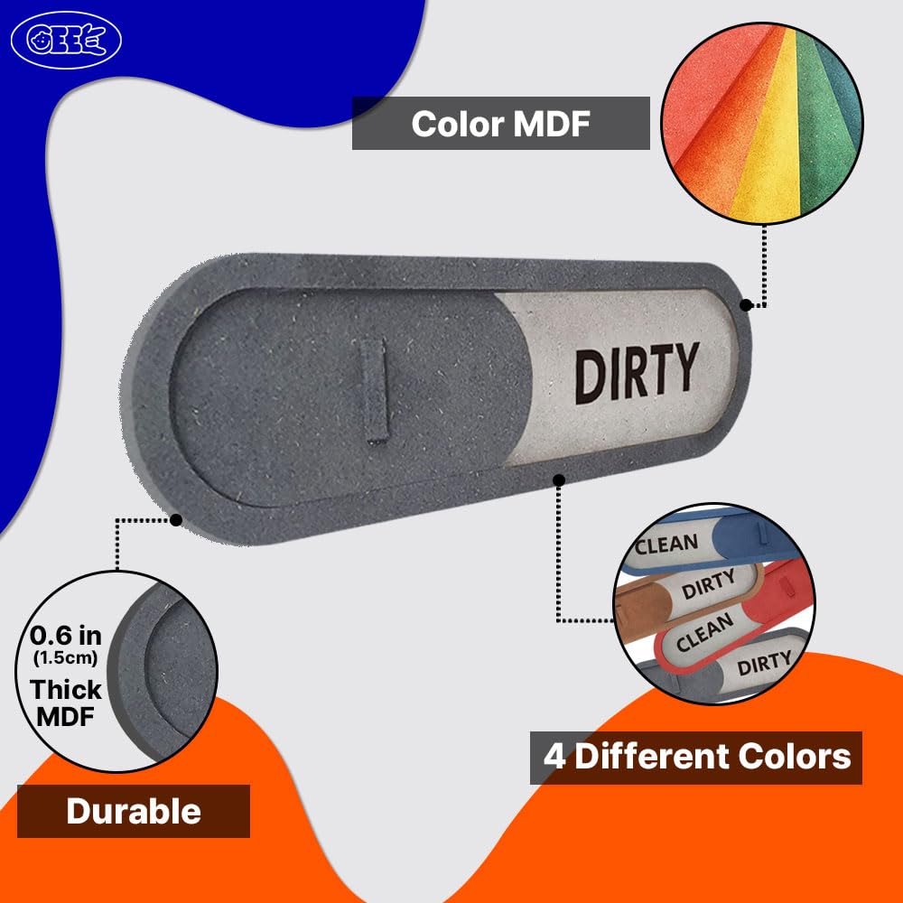Snapklik.com : GEEKBEAR Clean Dirty Dishwasher Slider Sign (Blue) - Made