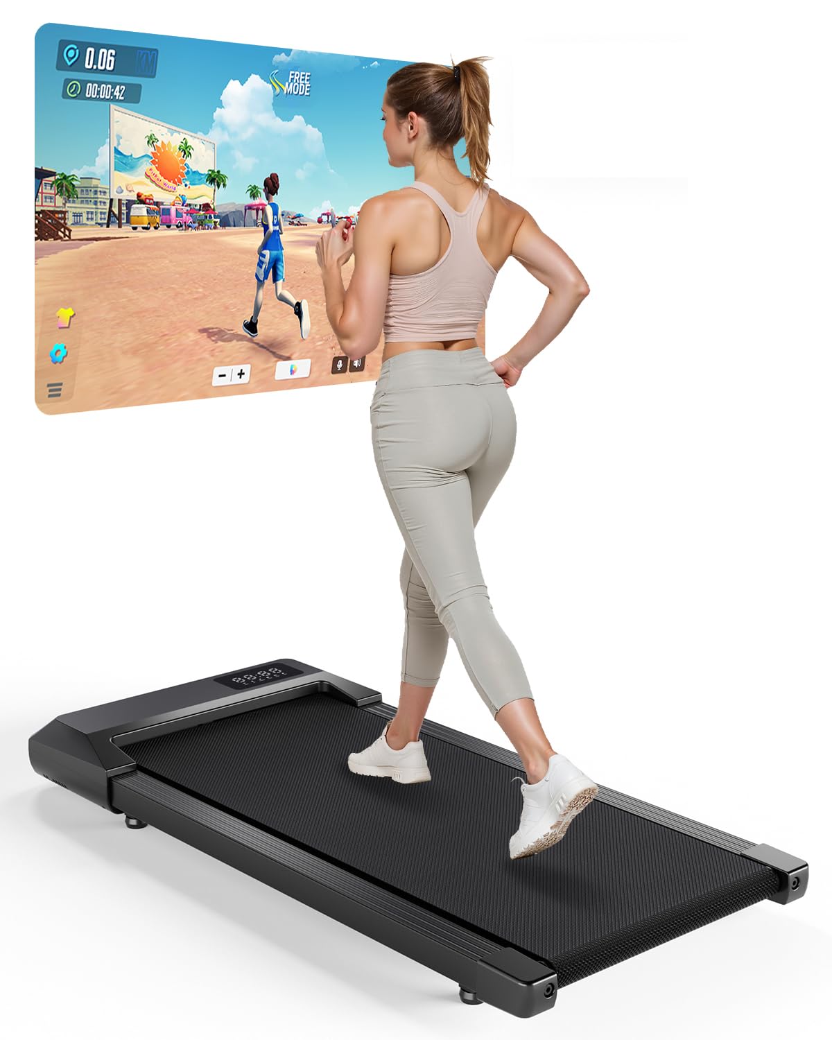 Copant Walking Pad Geeignet für High-Tech-Geräte, Laufband Schreibtisch 6 km/h mit APP-Steuerung, Laufband für Zuhause 136 KG mit Professionelle Trainingskurse & Multi-Runner-Rennen