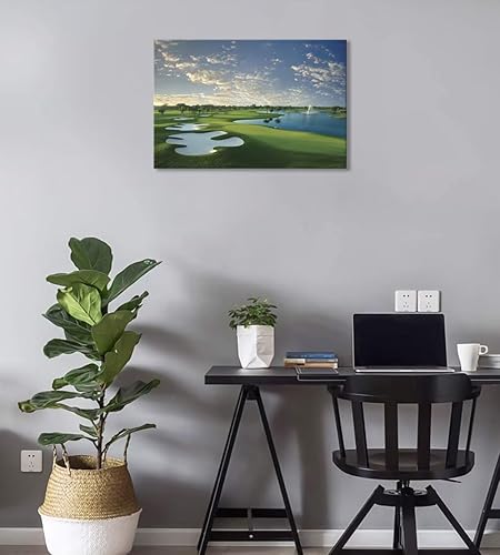 Vista 220 de chenchenArt Arte de pared de campo de golf de Estados Unidos, TPC, Sawgrass Golf Course, impresiones en lienzo, decoración de pared de golf para Rojo