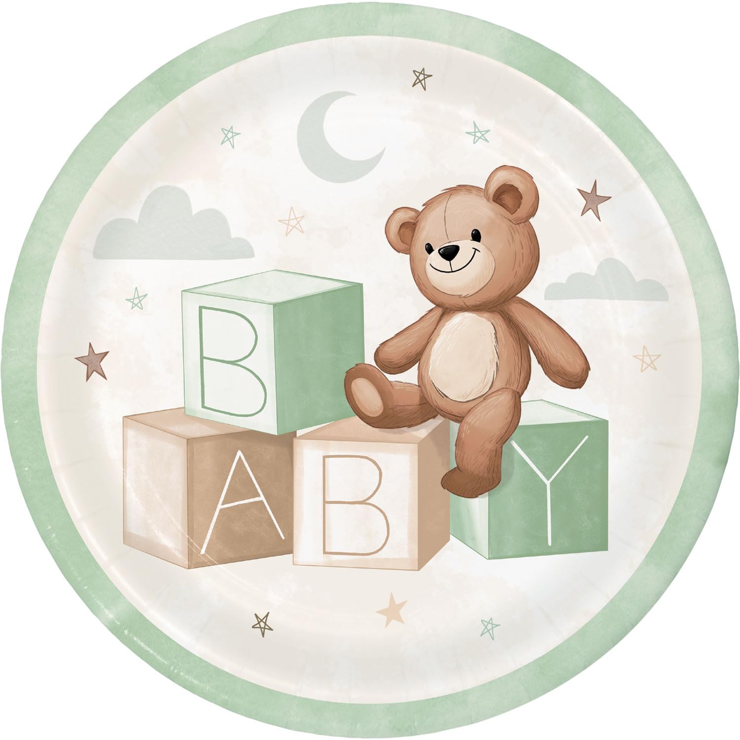 8 Bicchieri Usa E Getta Hello Baby ECO-Line – Colori Beige, Tortora E Grigio, Con Nuvole, Per Baby Shower E Battesimo