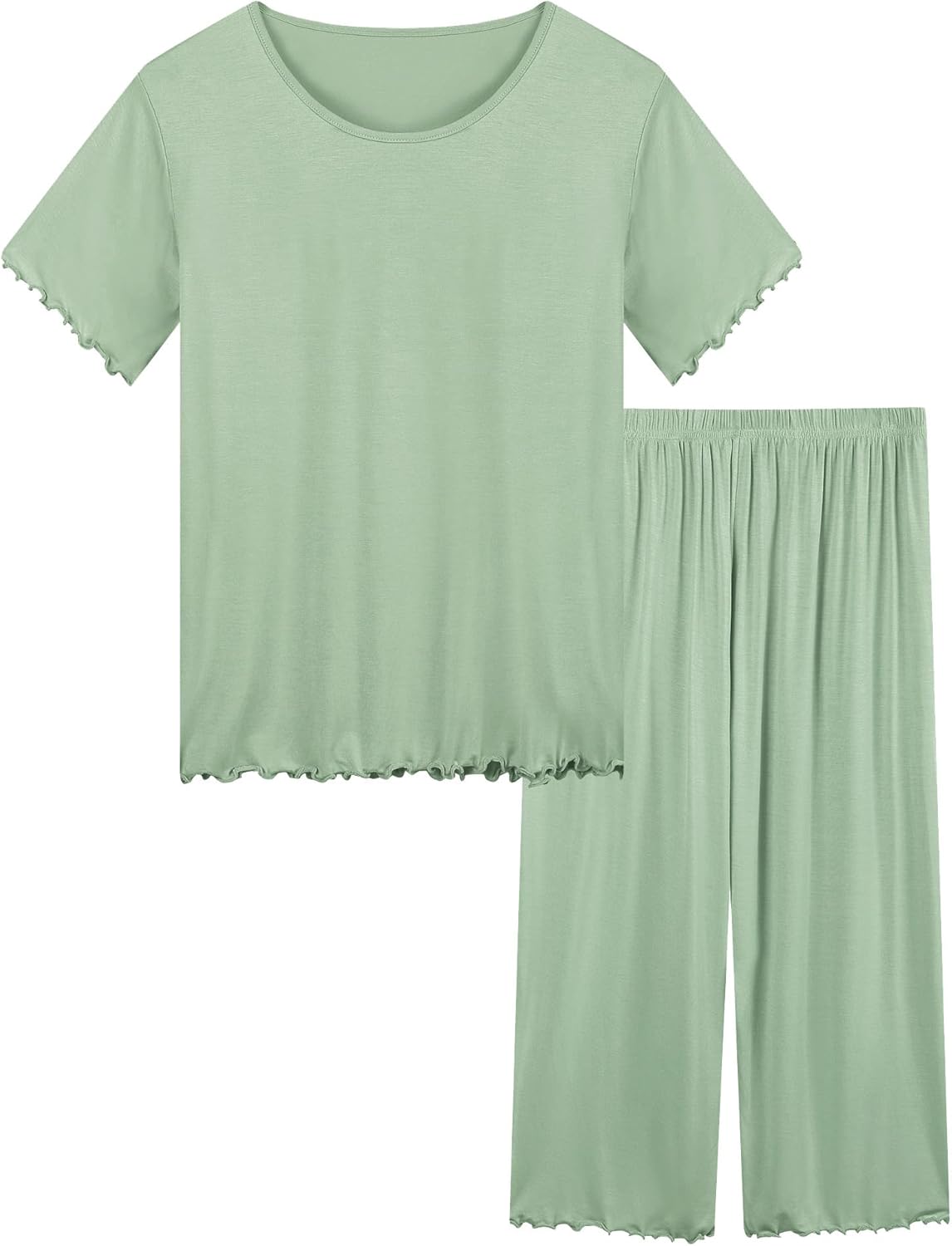 Joyaria Bamboo Viscose Pajamas Womens Short Sleeve Capri Pjs Set Cooling Lightweight Sleepwear S-XXL