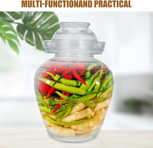 Miniatura 5 de Yardwe Tarro de pepinillo grande tradicional chino de fermentación de vidrio frasco de fermentación de vidrio con tapa de sellado de agua (2.5