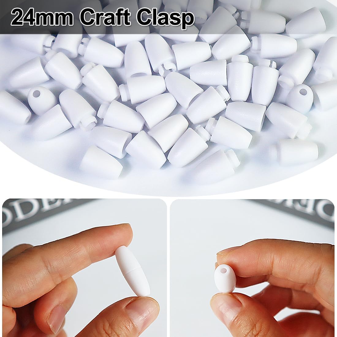 Ewparts Breakaway Clasp 100 Pieces Safety Plastic Breakaway Clasps Black Breakaway Clasps Beads Connectors for Making Chain Necklace,Bracelet,Hangers,Lanyards Bead Barrel Connectors (White - 100) - Image 5