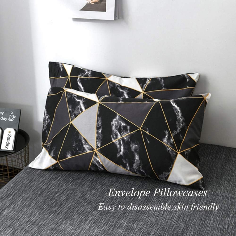Onе-Dау Sаlе: Uр tо 70% оƒƒ Luxlovery Black Marble Comforter Set Queen Geometric Plaid Bedding Set Full White and Black Blanket Quilts Black with Gold Line Bedding Comforter Sets for Men Boys Adults Women