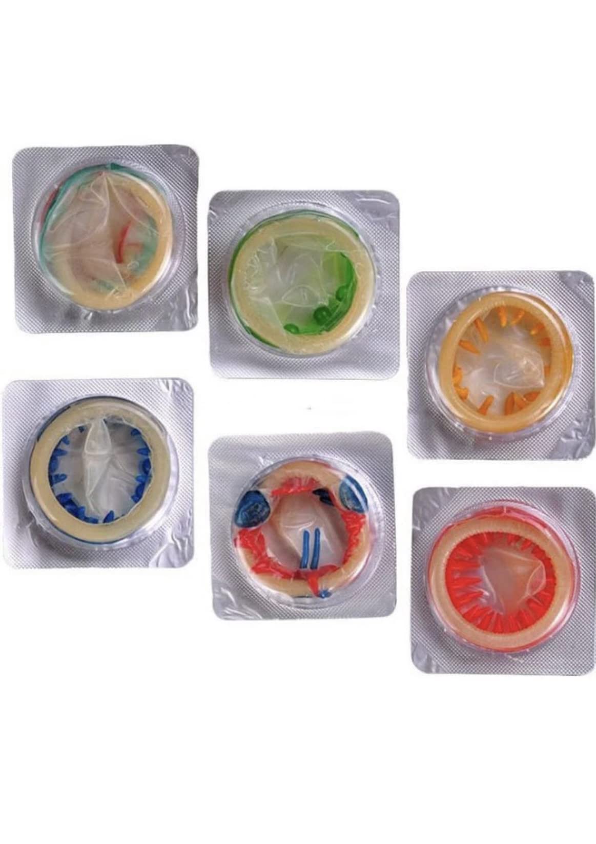 OSQUI Natural Latex Extra Dotted Fullfun Lubricated Condoms For Men (Combo Pack of 5pcs, Spike+Throns+Dotted+DelayringCondom+Female)