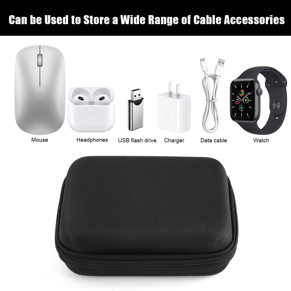 Rigid Tech Pouch Étui Rigide Imperméable pour Câble USB Chargeur 16x12x6 cm Noir