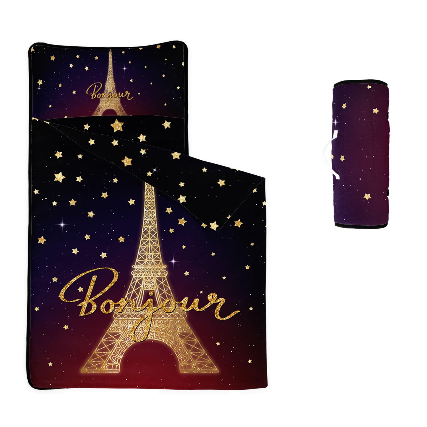HOSIMA Nap Mat -Eiffel Tower Sleeping Bag with Removable Pillow - Daycare and Sleepovers Preschool Kindergarten Bedding Set for Kids Toddler Boys Girls(Eiffel18 Large) โ image 1