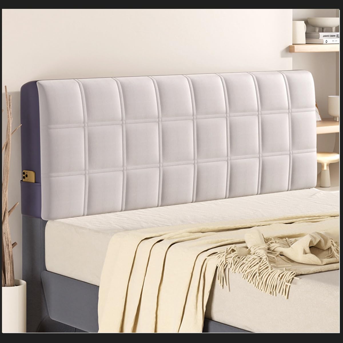 Stretch Velvet Headboard Cover Double/Single King Size/Super King Size/Bed Headboard Cover Protector Slipcover,for Bedside Decoration Protection Dust Cover ( Color : Tortora B , Size : 160cm(63inch) )