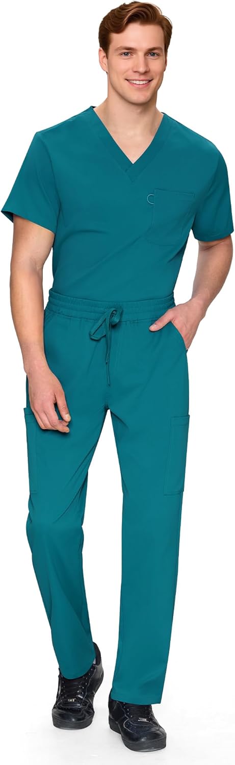 COZYFIT Scrubs for Men Set - V-Neck Scrub Top and Straight Leg Pants with 11 Pockets - Image 7