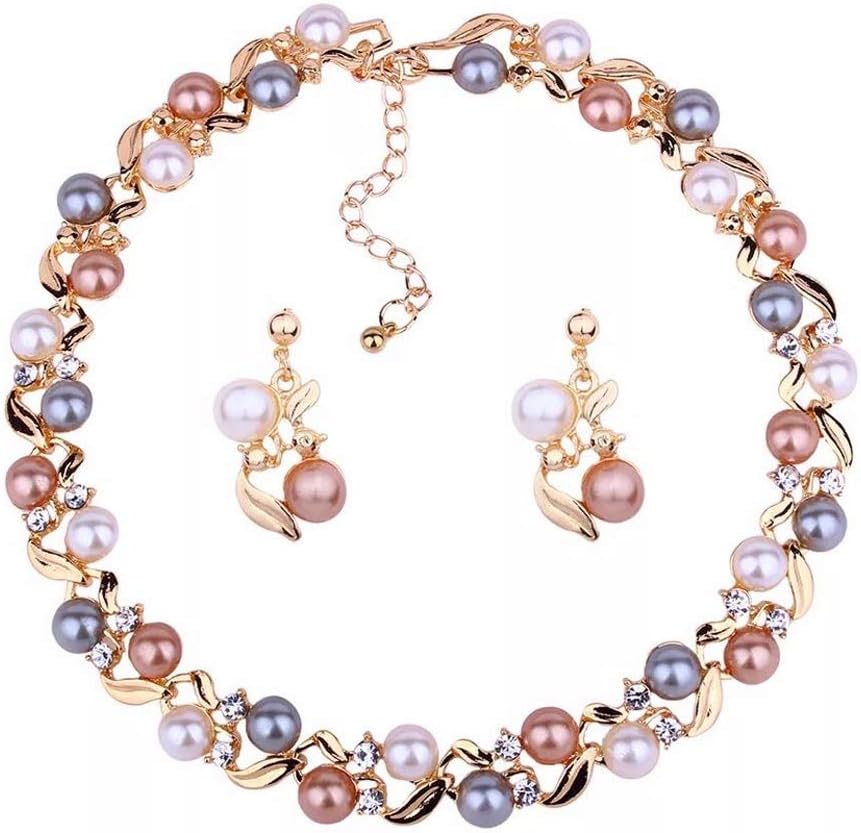 Shining Diva Fashion 18k Gold Plated Pearl Necklace Set/Jewellery Set with Fancy Earrings for Girls/Women