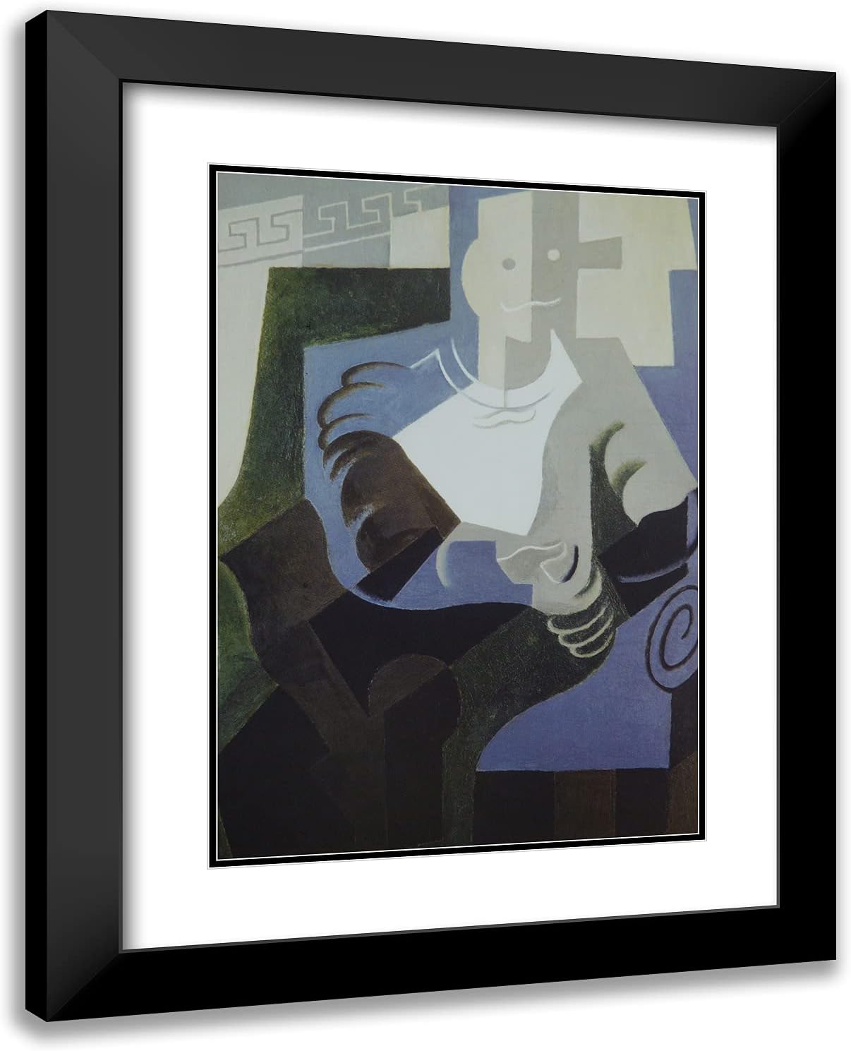 ArtDirect Gris, Juan 19x24 Gold Ornate Framed Art Print with Double Matting Titled: Herlequin III