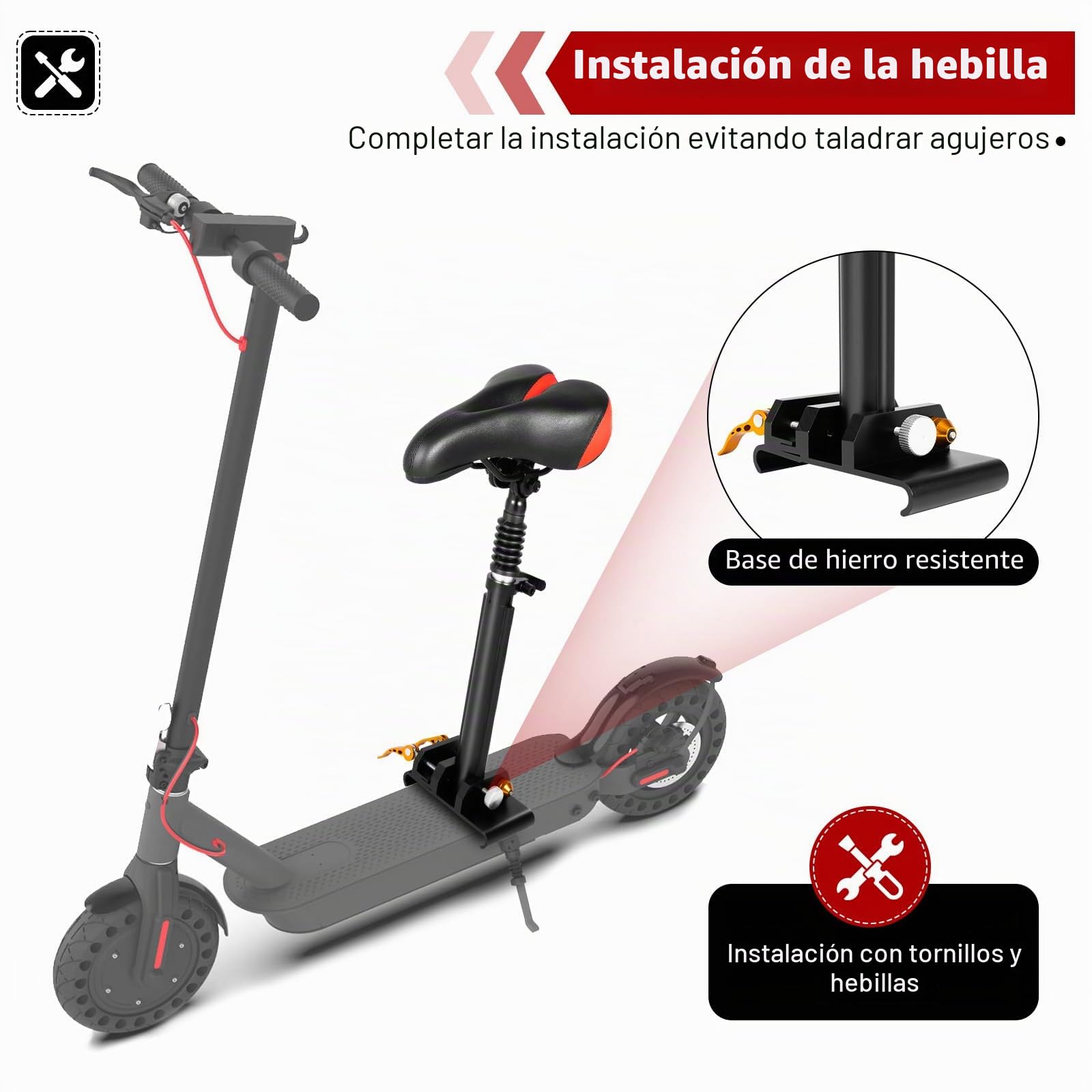 Sillín universal para scooter eléctrico, 45 – 65 cm, altura ajustable, asiento para scooter eléctrico Xiaomi M365 y Xiaomi M365 Pro