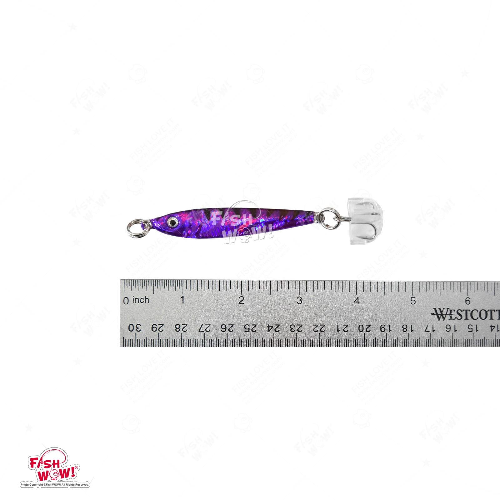 Qty 5 Purple Fish WOW! 1oz Fishing Metal Mega Live Bait Jig Quality Holographic Finish mega Realistic Luna Lures with a Super Sharp 3X Treble Hook