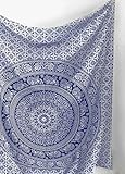 SheetKart Tapestry Elephant Tapestry Tapestry Wall Hanging Hippie Tapestry Mandala Tapestry Boho College Dorm Beach Throw Wall Art Decor Bohemian - Blue and White