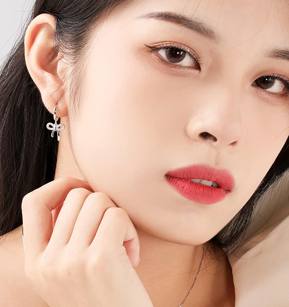 Reffeer 925 Sterling Silver Bow Designed Half Hoop Huggie Earrings With Screw Back Finding For Women And Girls