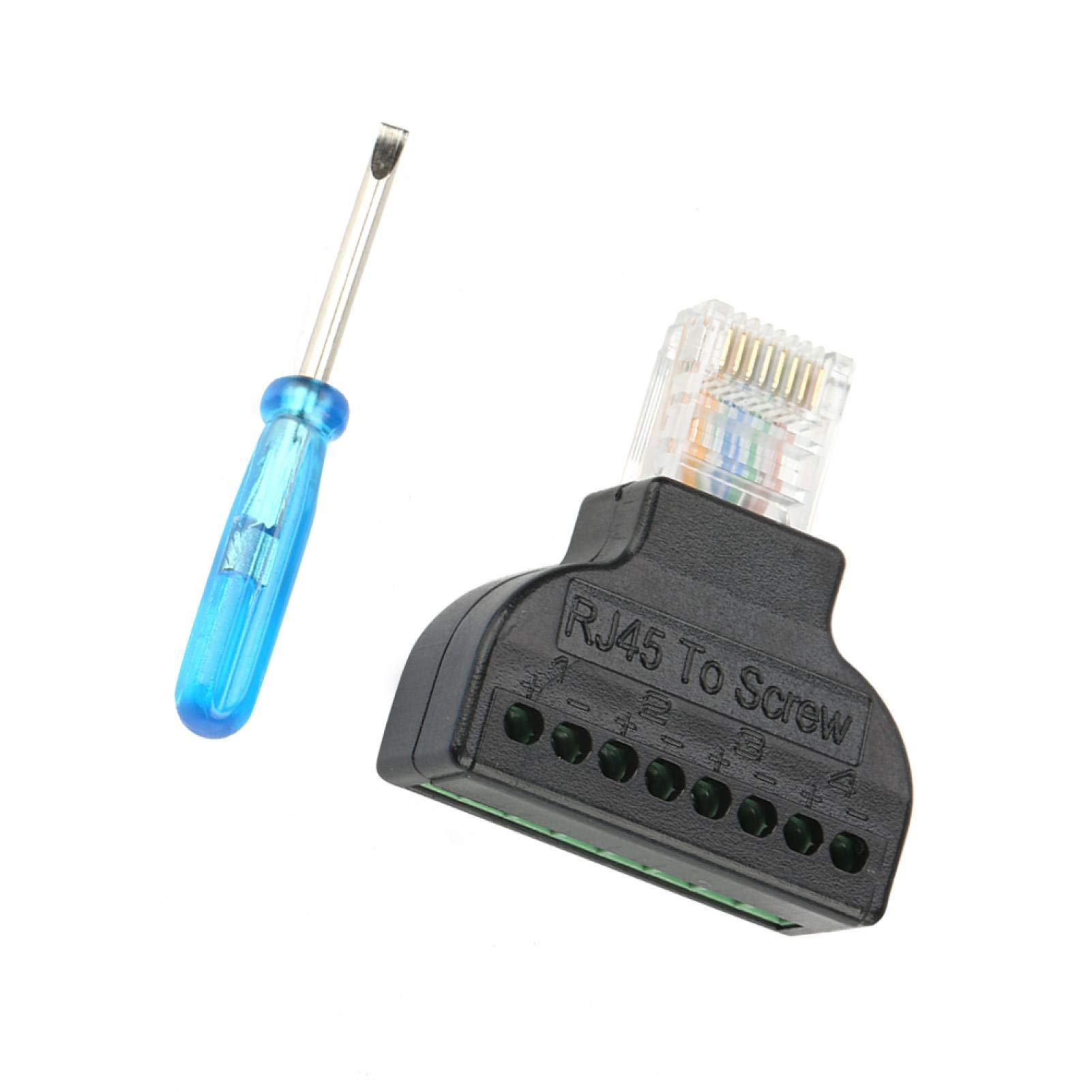 Nizirioo 2 Stück RJ45-Kristallstecker Kabel auf 8 Pins Schraubklemmenblock Adapter, mit Schraubendreher, RJ45-Stecker auf 8-poligen Ethernet-Anschluss für CCTV DVR Cat6 Cat5 (30cm
