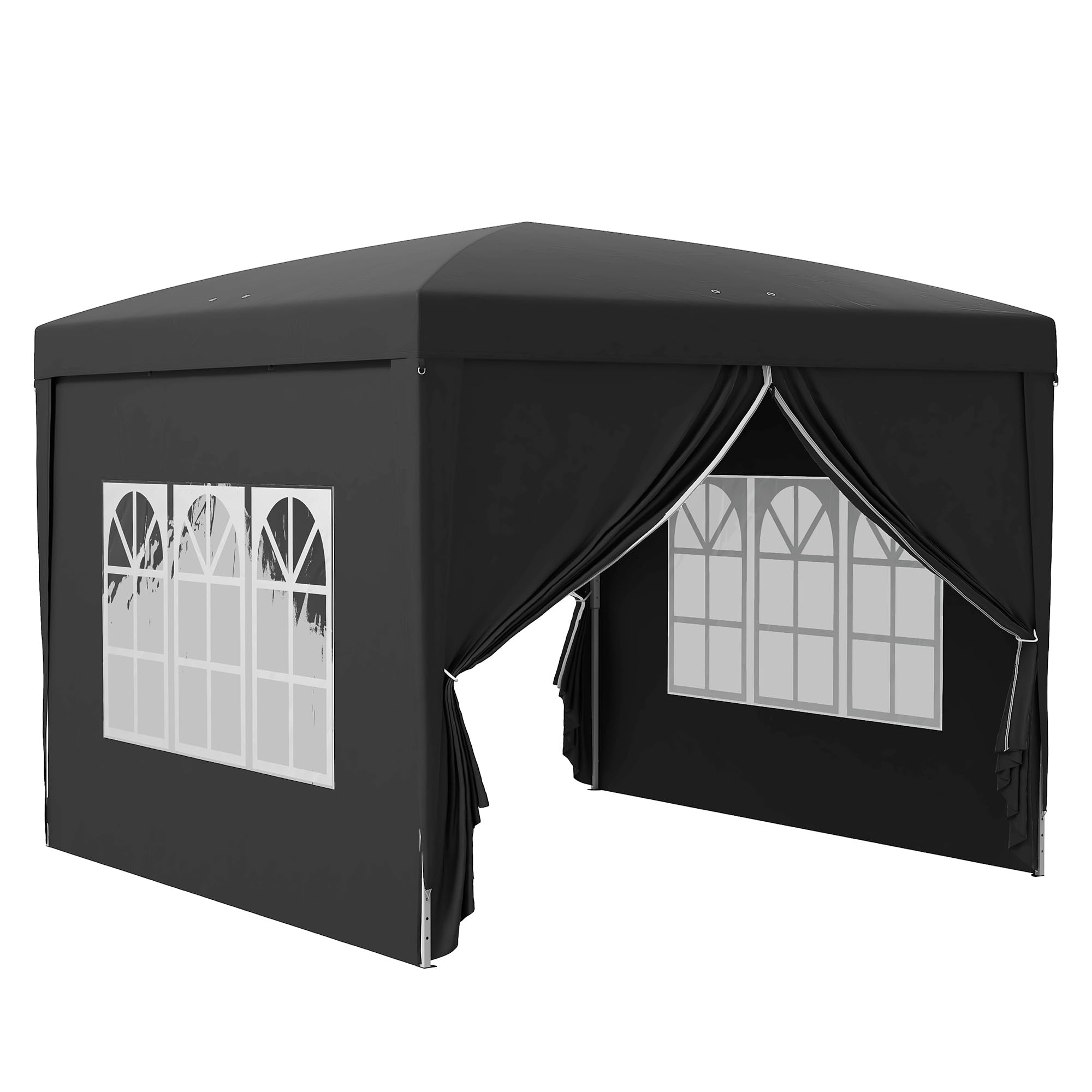 Outsunny 2 x 2 m Garden Pop Up Gazebo, Wedding Party Tent Marquee, Water Resistant Awning Canopy With Sidewalls, Windows, Carry Bag, Grey — view 10
