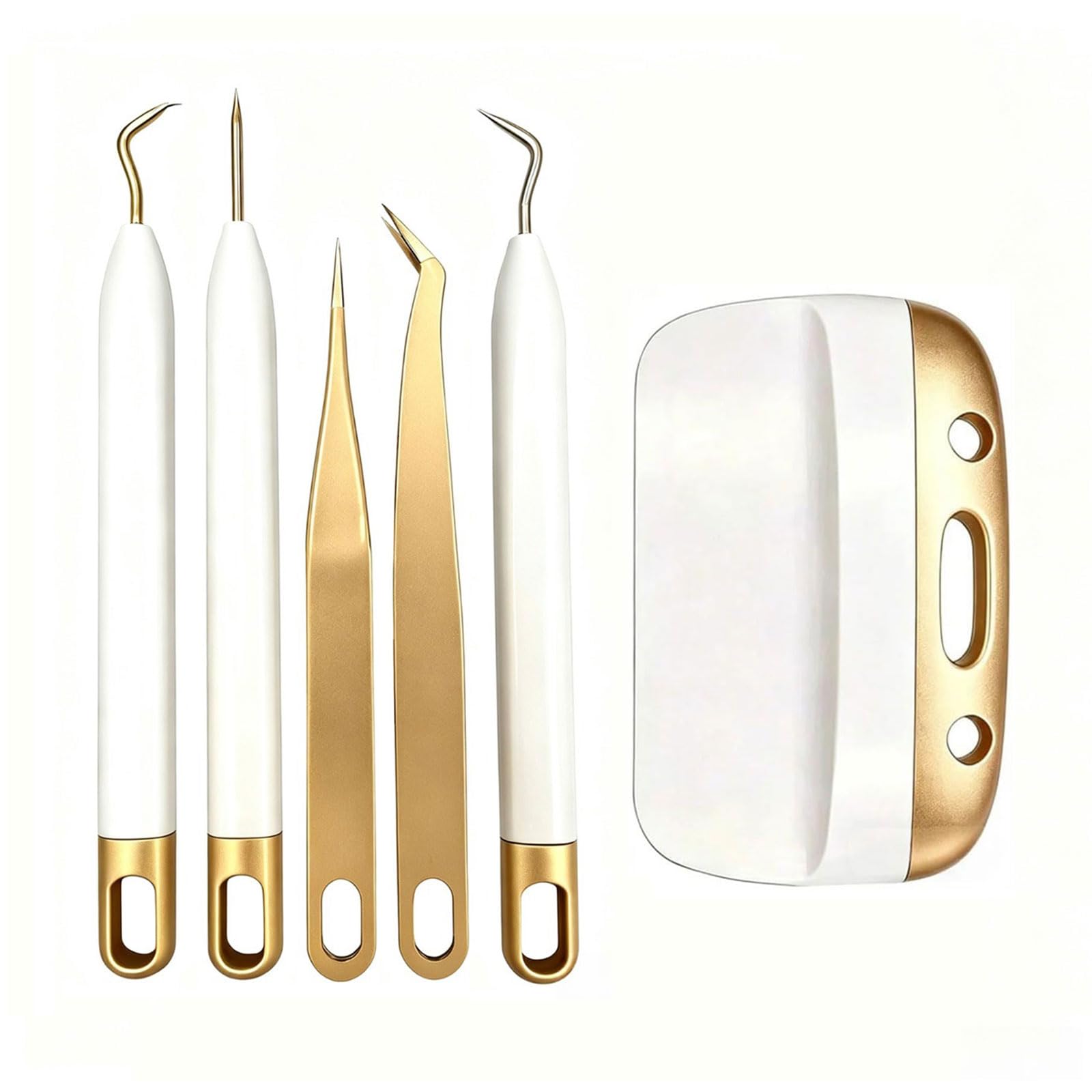 6-Piece Vinyl Weeding Tool Set with Felt Storage Bag – 3 Precision Weeder Tools for Vinyl, 2 Tweezers & Jumbo Scraper – Essential Paper Craft Tools & Sticker Picker Kit for Cricut, Silhouette,