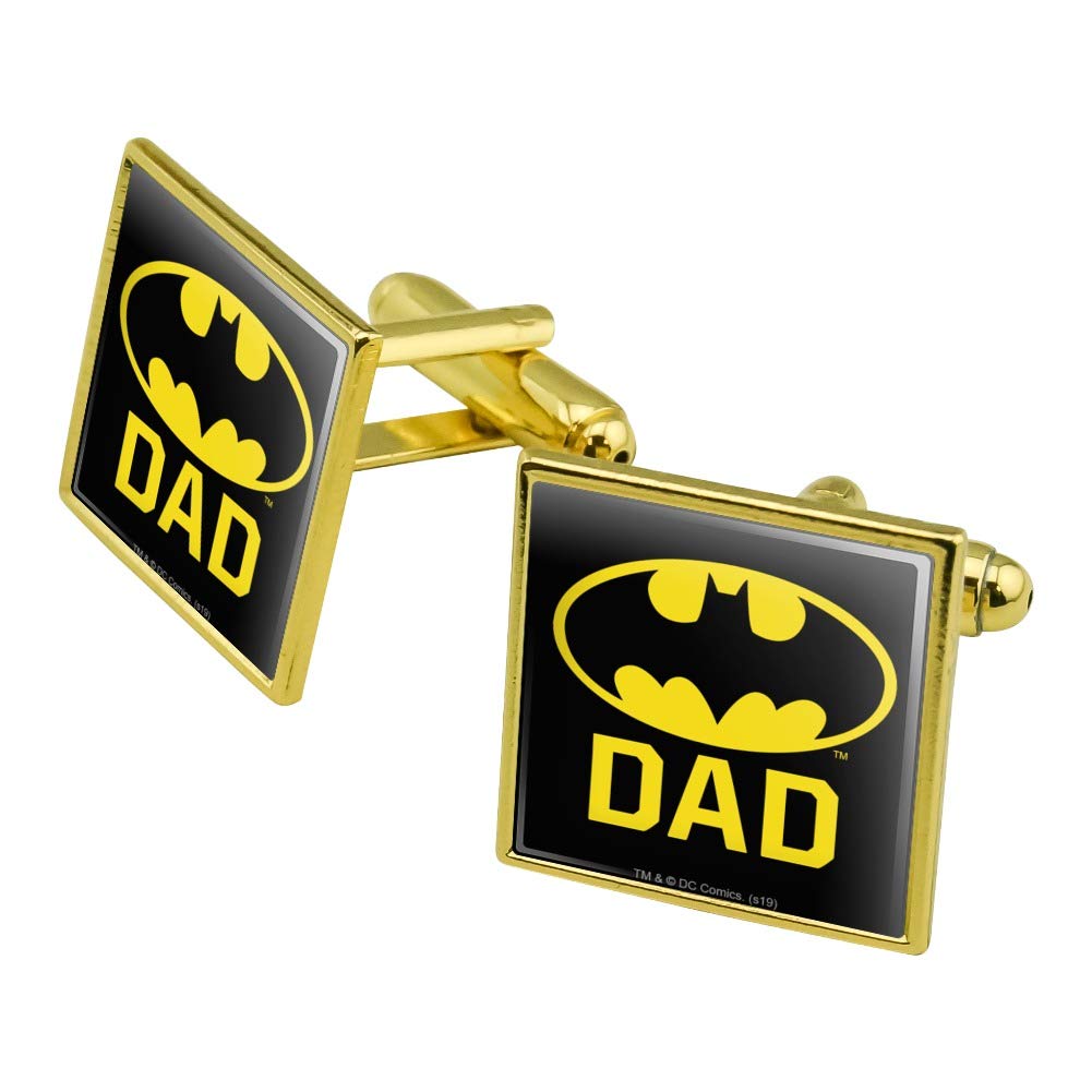 GRAPHICS & MORE Batman Bat Dad Shield Logo Square Cufflink Set - Silver or Gold