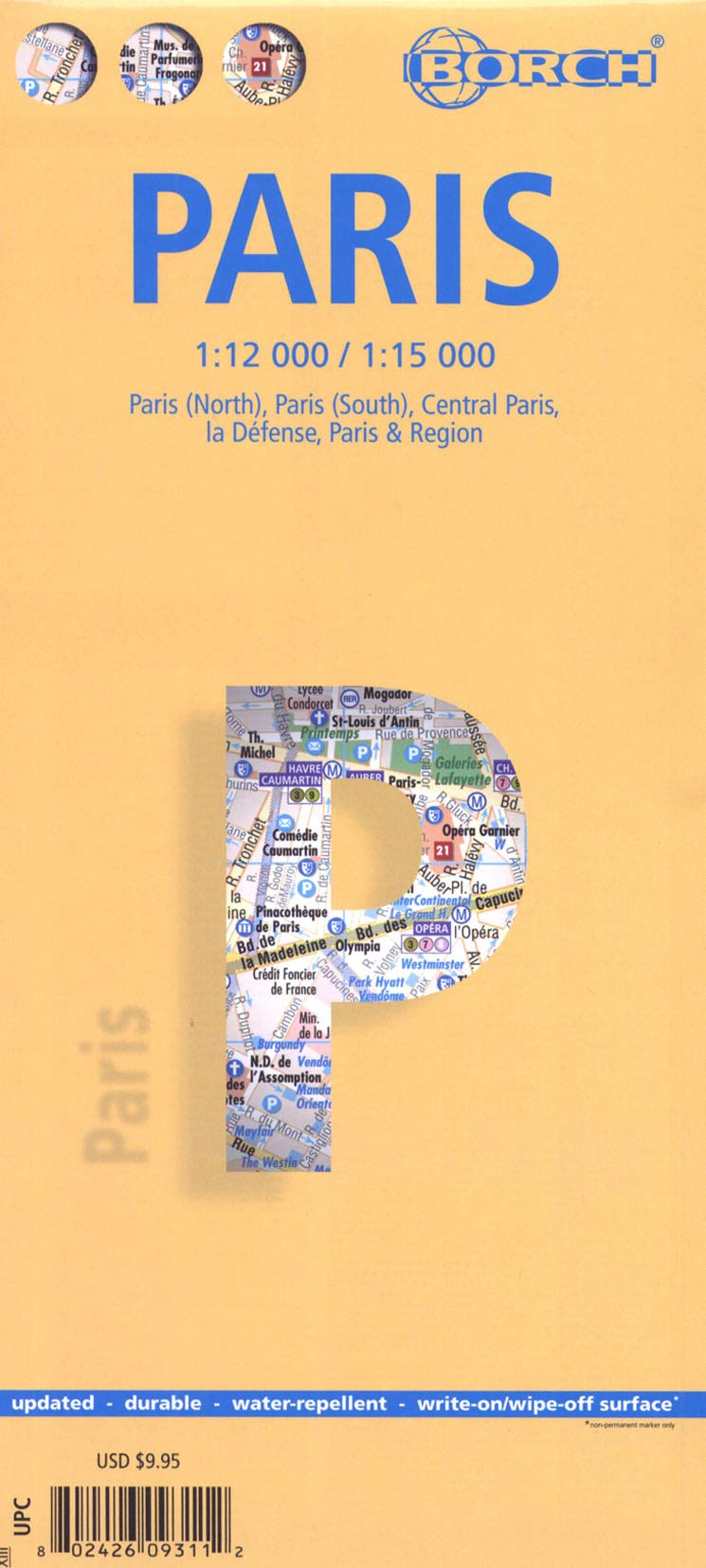 Paris, Borch Map: Paris (North), Paris (South), Central Paris, La Défense, Paris & Region